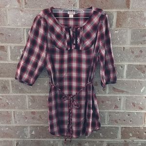Mossimo Plaid Belted Tunic
